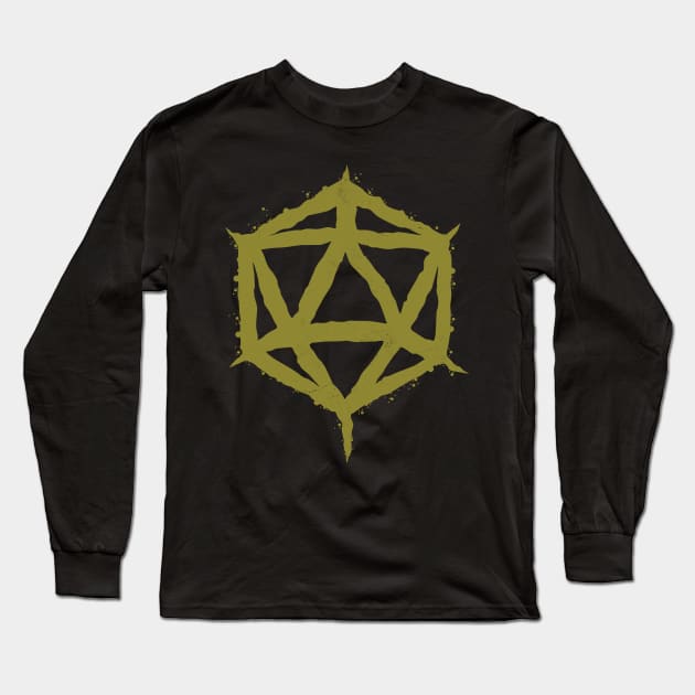 Chaotic Gold Dice - D20 for roleplayers Long Sleeve T-Shirt by BlackGoatVisions